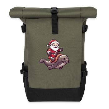 Robbe Tier Weihnachtsmann - Rolltop Rucksack - Olive/Schwarz - Vorne