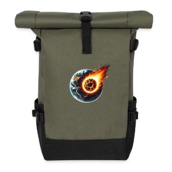Feuriger Asteroideneinschlag auf der Erde - Rolltop Rucksack - Olive/Schwarz - Vorne