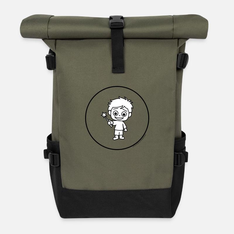 Little Phiri mit Zauberstab - Rolltop Rucksack - Olive/Schwarz