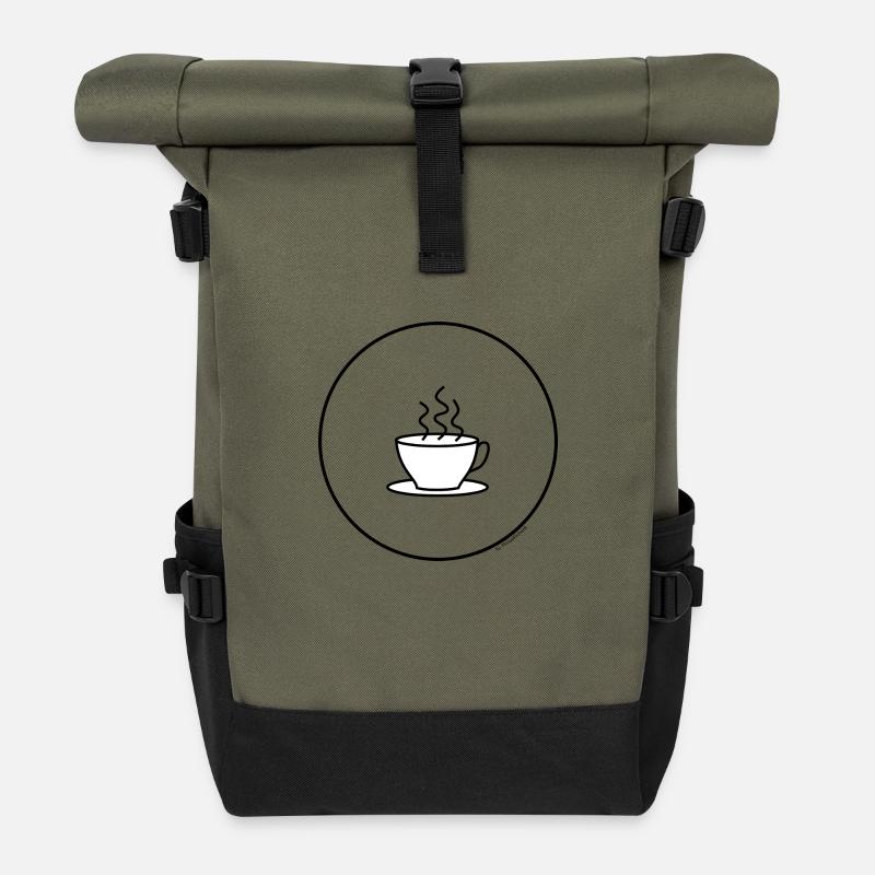 Kaffee in der Tasse - Rolltop Rucksack - Olive/Schwarz