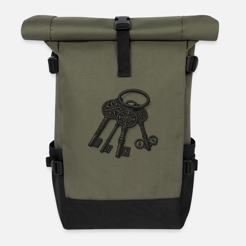 Schlüsselbund - Rolltop Rucksack - Olive/Schwarz