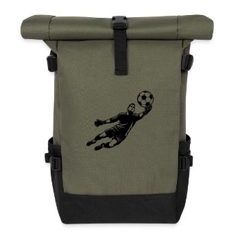 Illustration dynamique de gardien de but ballon volant - Sac à dos roll top - olive/noir - Devant