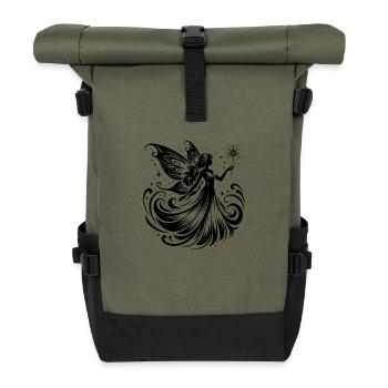 Tänzerische Fee mit glitzerndem Zauberstab - Rolltop Rucksack - Olive/Schwarz - Vorne