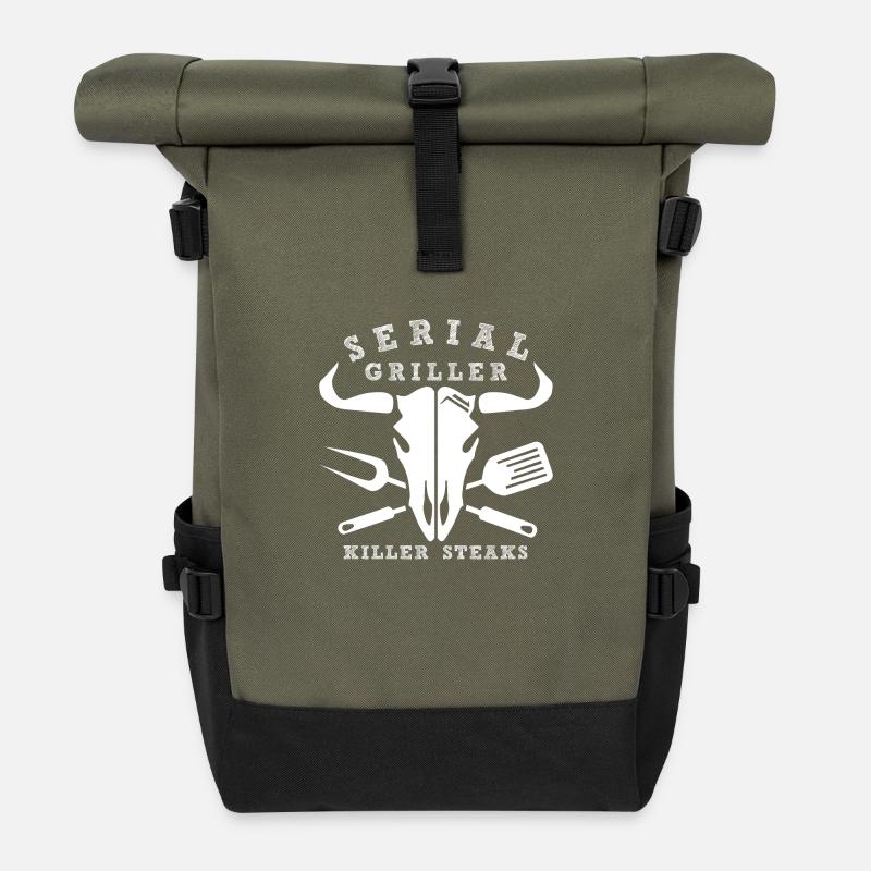 Killer-STEAKS - Rolltop Rucksack - Olive/Schwarz