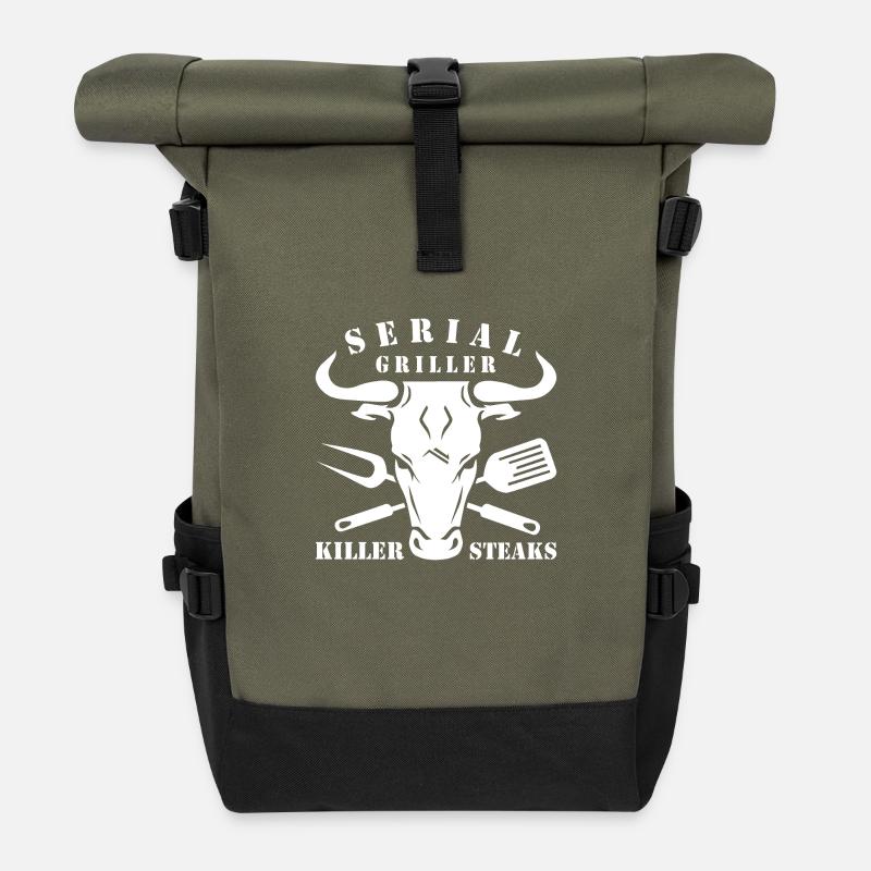 SERIAL GRILLER - Roll Top Backpack - olive/black