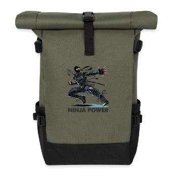 Puissance ninja - Sac à dos roll top - olive/noir - Devant