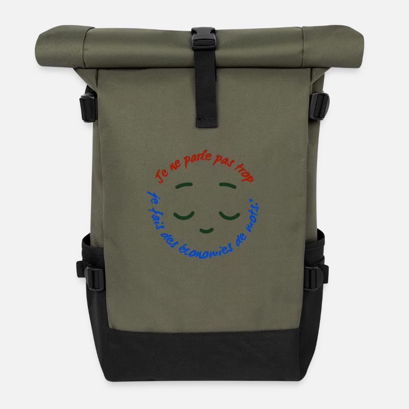 Je ne parle pas trop - Sac à dos roll top - olive/noir