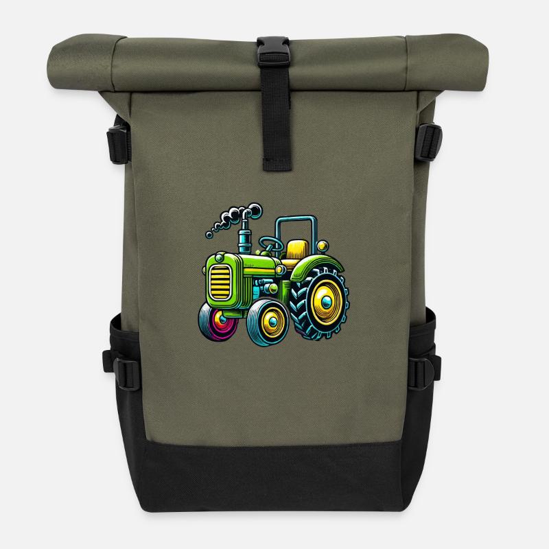Tracteur - Sac à dos roll top - olive/noir