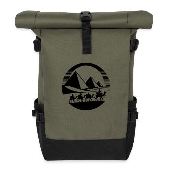 Silhouette égyptienne pyramides et caravane de chameaux - Sac à dos roll top - olive/noir - Devant