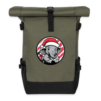 Elephant Christmas X-Mas - Roll Top Backpack - olive/black - Front