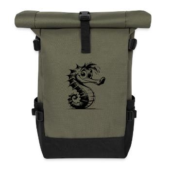 Clever Seahorse Kids Croquis au crayon - Sac à dos roll top - olive/noir - Devant
