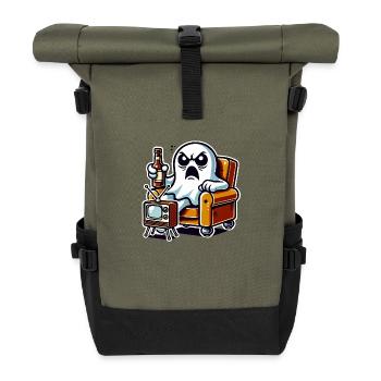 Lustiger Geist, der Fernsehen schaut Buh - Rolltop Rucksack - Olive/Schwarz - Vorne