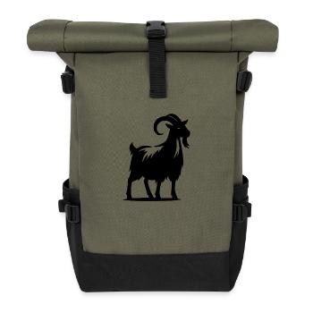 Portrait de chèvre avec des cornes - Sac à dos roll top - olive/noir - Devant