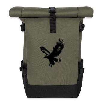 Beautiful Flying Eagle Tattoo Style - Roll Top Backpack - olive/black - Front