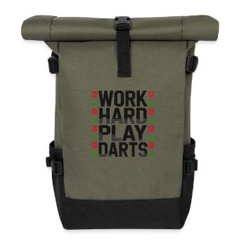 Work Hard Play Darts Darts Player Darts Sport - Roll Top Backpack - olive/black - Front