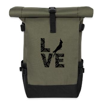 Nymphensittich-Liebhaber - Rolltop Rucksack - Olive/Schwarz - Vorne