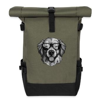 Fête cool hipster avec chien Golden Retriever - Sac à dos roll top - olive/noir - Devant
