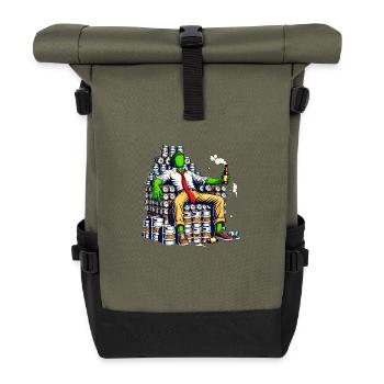 Wochenende Thron Lustiges Bier König Design - Rolltop Rucksack - Olive/Schwarz - Vorne