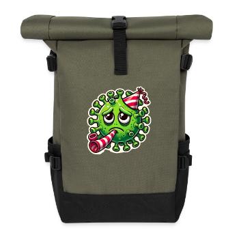 Sad Germ Party Sticker Design - Roll Top Backpack - olive/black - Front