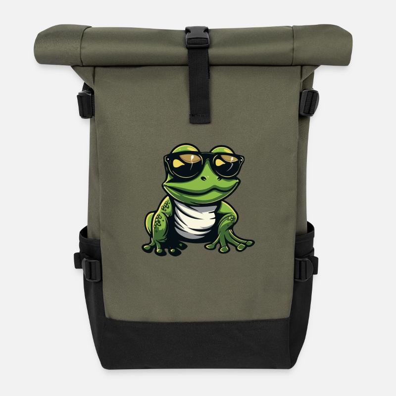 Frosch Tier Cool - Rolltop Rucksack - Olive/Schwarz