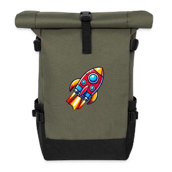 Bande dessinée fusée - Sac à dos roll top - olive/noir - Devant
