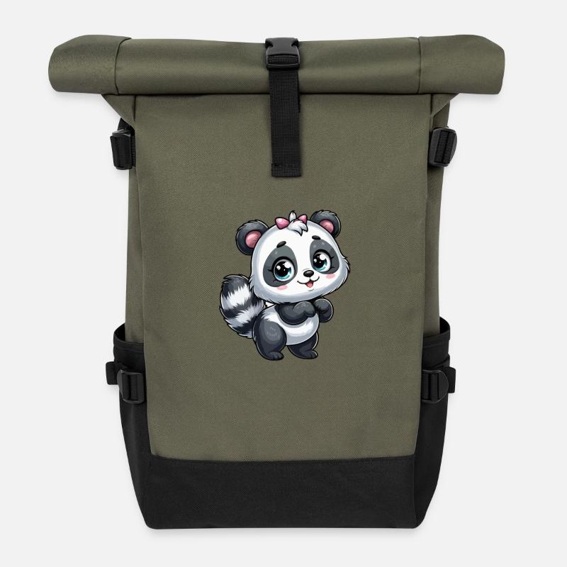 Girl's tie - Roll Top Backpack - olive/black