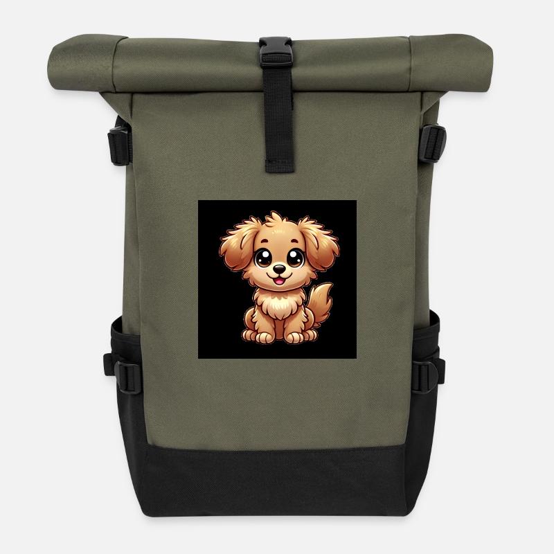 Chien mignon - Sac à dos roll top - olive/noir