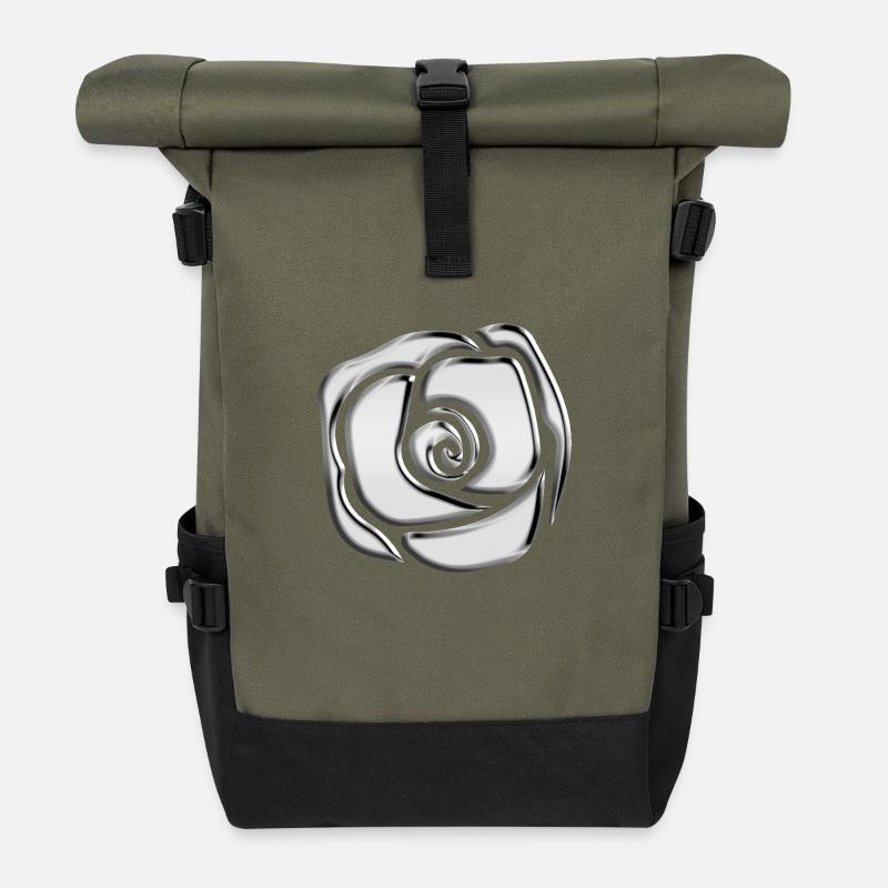 Chrome Rose T-Shirt - Roll Top Backpack - olive/black