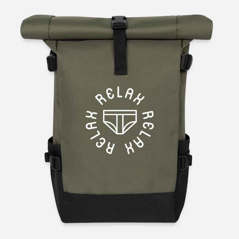 Logo - Relax - Roll Top Backpack - olive/black