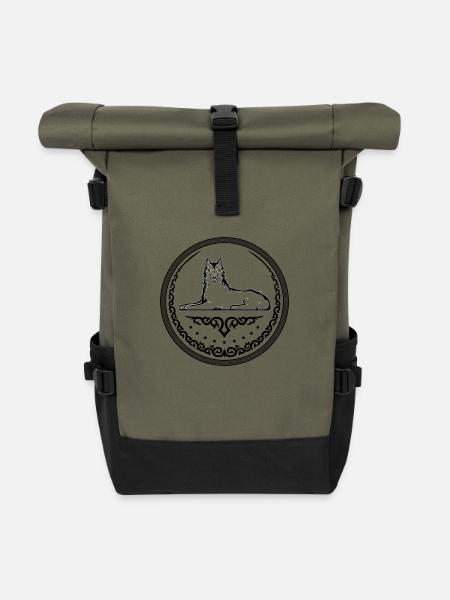 Ichkerischer Wolf - Rolltop Rucksack - Olive/Schwarz