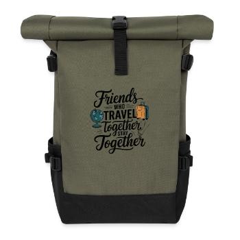 Friends Together adevnture citation de voyage texte art - Sac à dos roll top - olive/noir - Devant