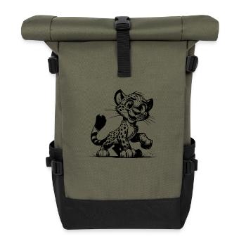 Dessin au crayon pour bébés enfants léopard - Sac à dos roll top - olive/noir - Devant