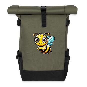 biene cartoon comic - Rolltop Rucksack - Olive/Schwarz - Vorne