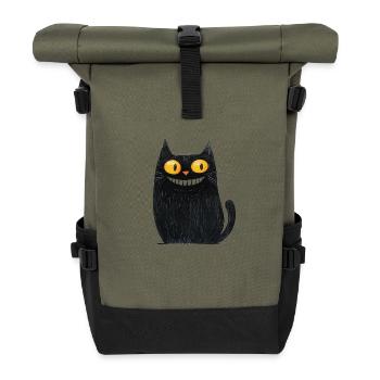 Feed Me Human, Cat lover shirt, Bags, Shirt, Tank - Roll Top Backpack - olive/black - Front