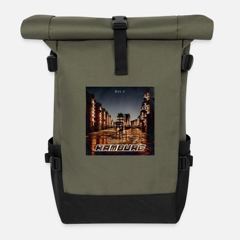 Hamburg - Roll Top Backpack - olive/black