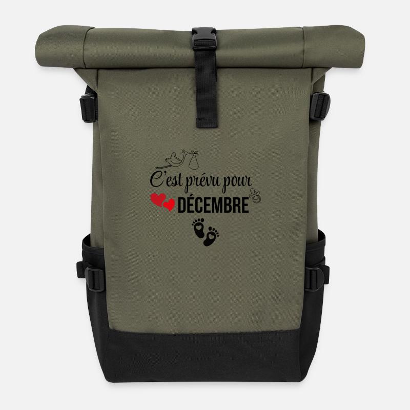C’est prévu pour décembre - annonce de grossesse - Sac à dos roll top - olive/noir
