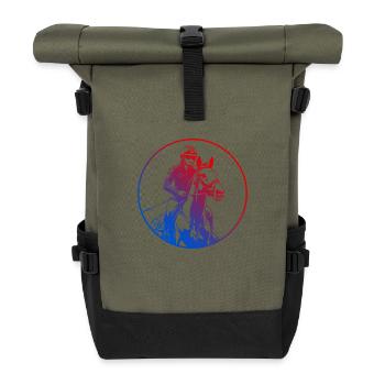 Riding Horse Silhouette Colorful - Roll Top Backpack - olive/black - Front