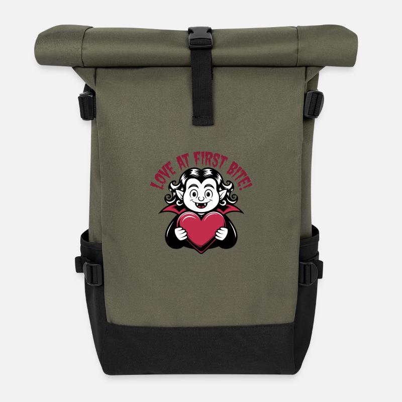 Liebe auf den ersten Bissen - Rolltop Rucksack - Olive/Schwarz