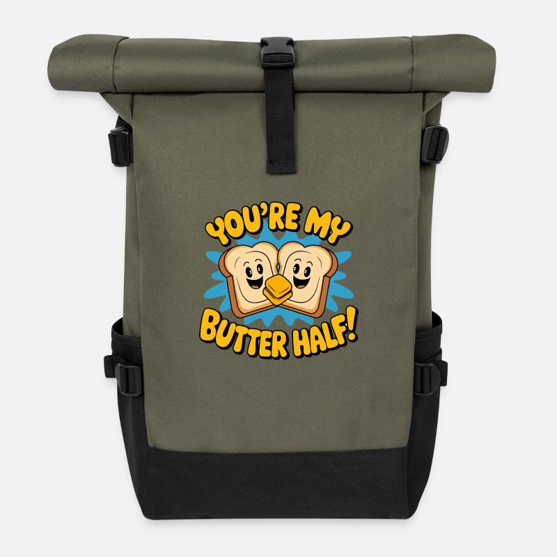 Tu es ma moitié de beurre - Sac à dos roll top - olive/noir