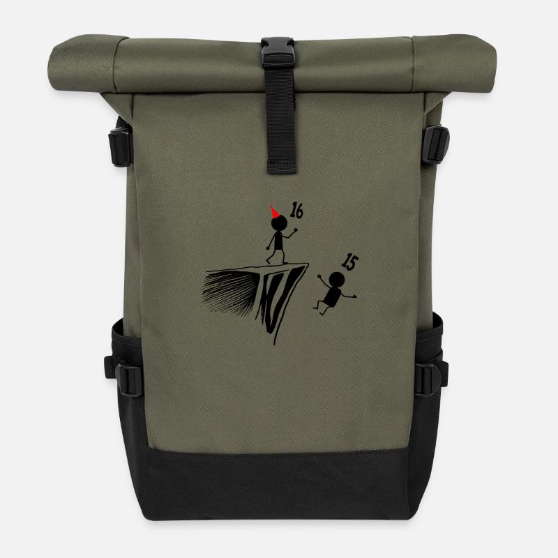 16th Birthday, 16 Year Old Gift, 16 Year Old Humor, 16 Year Old - Roll Top Backpack - olive/black
