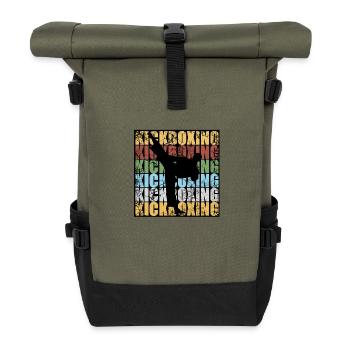 KICK BOXING sport man Strong - Roll Top Backpack - olive/black - Front