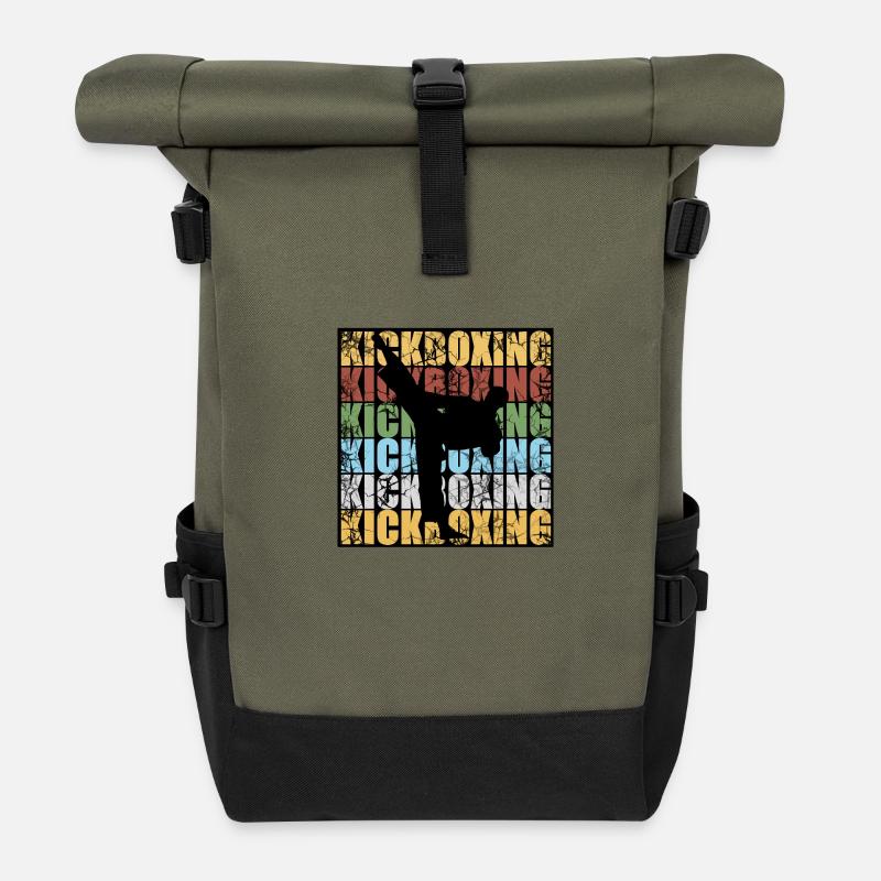 KICK BOXING sport man Strong - Roll Top Backpack - olive/black