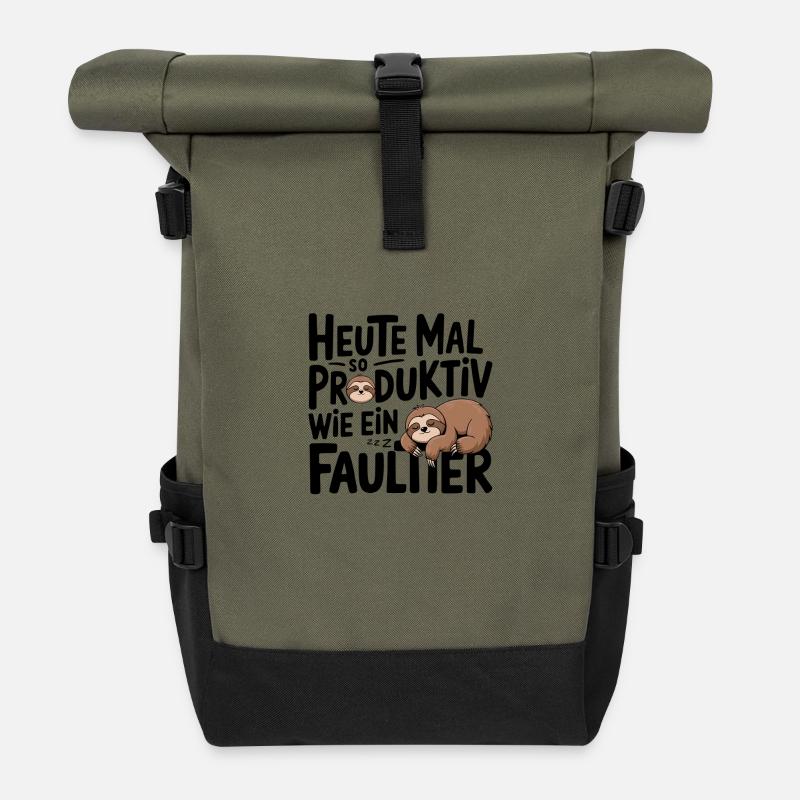 Productive sloth-style - Roll Top Backpack - olive/black