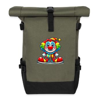 Clown Cartoon - Roll Top Backpack - olive/black - Front