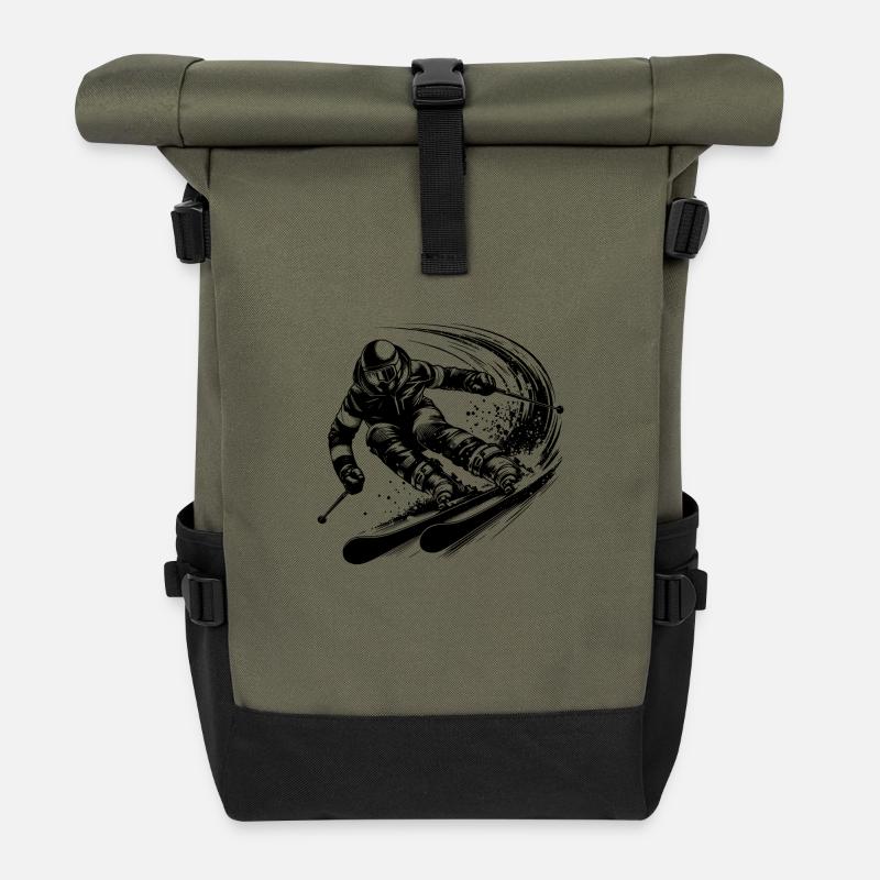 Extremer Pulverschnee und Action auf der Piste - Rolltop Rucksack - Olive/Schwarz