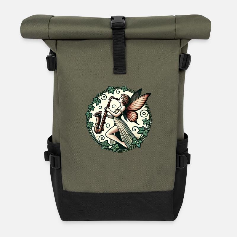 Saxophon Fee - Rolltop Rucksack - Olive/Schwarz