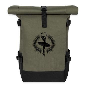 Ästhetische Tanzillustration einer Ballerina - Rolltop Rucksack - Olive/Schwarz - Vorne