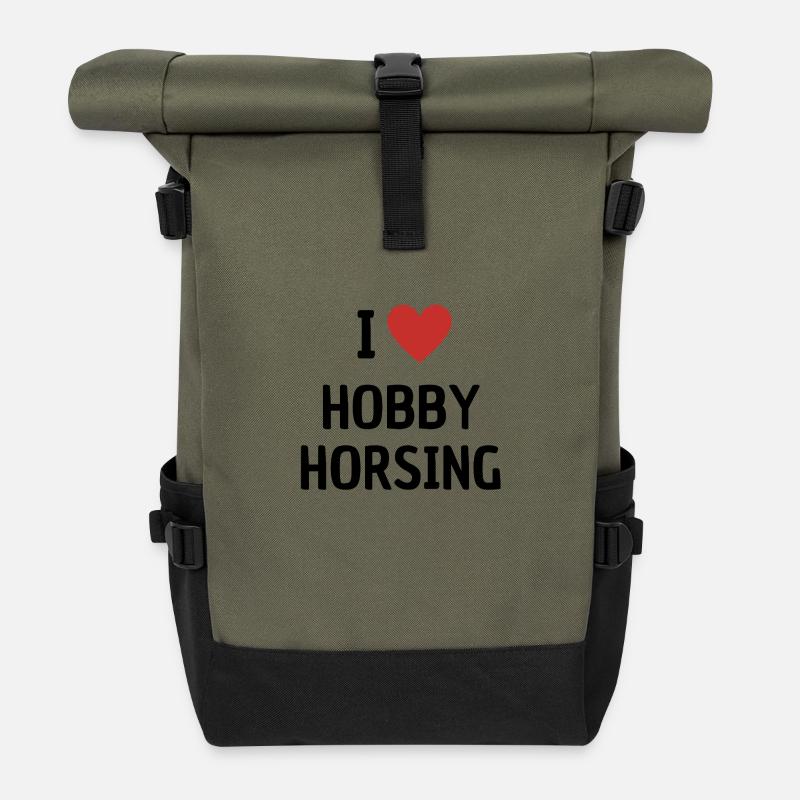Ich liebe Hobby Horsing! - Rolltop Rucksack - Olive/Schwarz