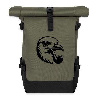 Nordic Seagull Art with Whistle in Cartoon Style - Roll Top Backpack - olive/black - Front