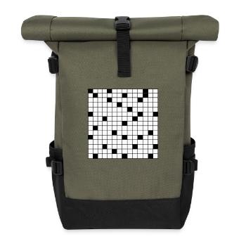Mots croisés DIY - Sac à dos roll top - olive/noir - Devant